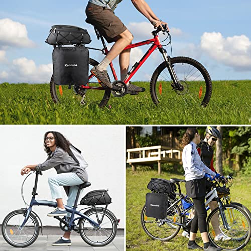 Kannino Bike Rack Bag 3 In 1 Waterproof Bike Trunk Bags Bicycles Rear Rack Pannier Bag 10L Bike Saddle Bag With Reflective Trim Bike Pannier Storage Carrier For Outdoor Travelling Camping Commuting #TOP6