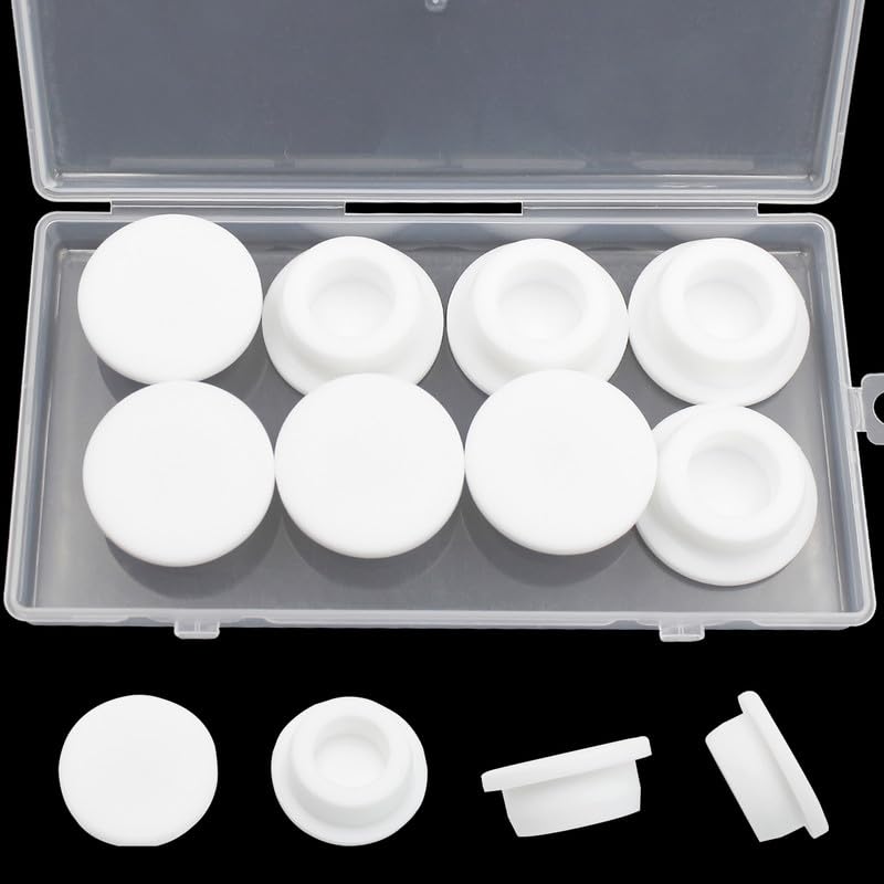 BOPOREAE 8 Pcs 26 mm/1 in Silicone Rubber Plug for 25 mm Round Holes, Waterproof T Type Rubber Stoppers, Soft Flexible Snap-On Bottle Seal Button