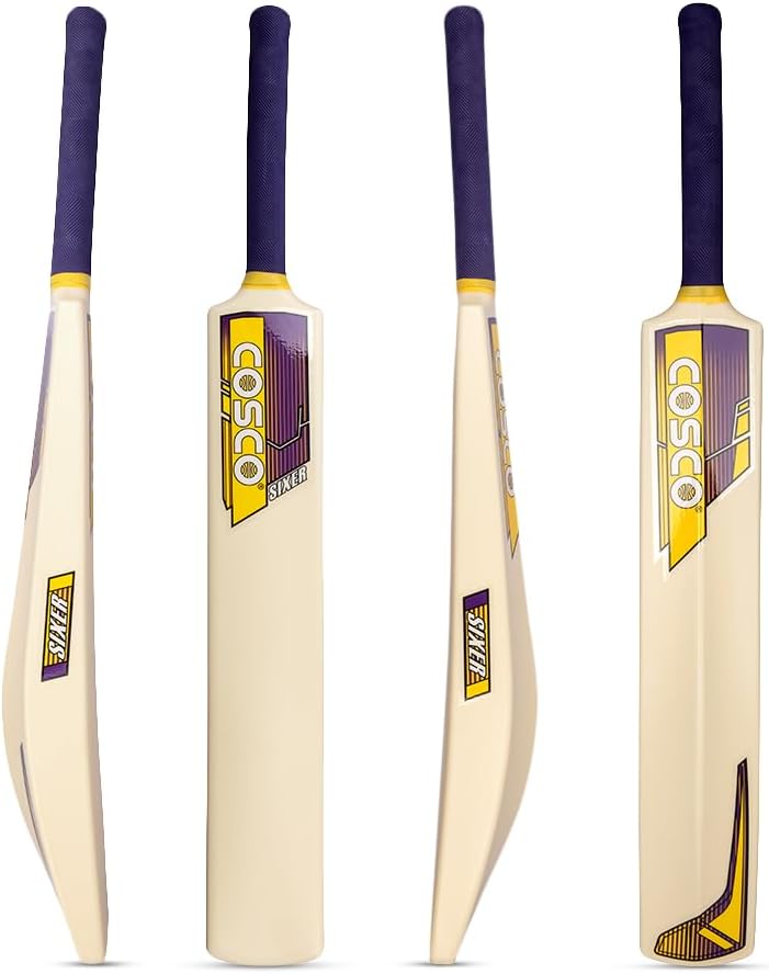 Cosco Sixxer Turf Bat Cricket |Made In India| - Full Size Plastic Tennis Bat For Gully Cricket And Tournaments - Men's & Women's Cricket Bat With Grip - Ideal For Cricket Tennis Balls – Off White