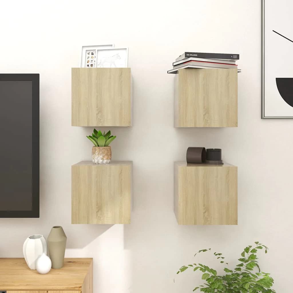 vidaXL 2X Muebles de Pared para TV Soporte Muebles Aparador Estante Salón Sala de Estar Decoración Entretenimiento Blanco 30,5x30x30 cm