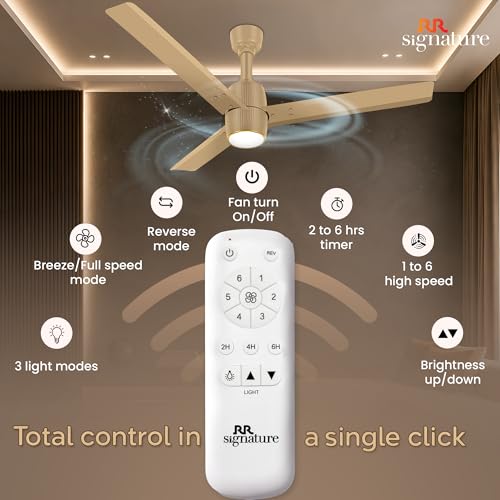 Image of RR Signature OPUL AIR 1250mm BLDC Underlight Ceiling Fan with 100% Pure Copper Motor - 35W | 350 RPM High Speed | Remote Control & LED Light | 3 Light Modes | 3 Year Warranty - THAR GOLD
