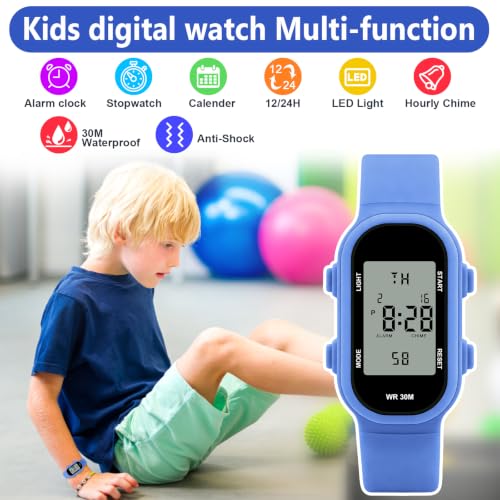 Image of Juboos Kids Watch Digital Waterproof Wristwatch for Boys Girls Age 7-16 | Sport Outdoor with Night Light , Alarm Clock, Stopwatch