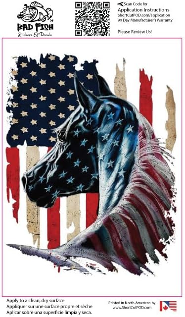 Miniatura 2 de Caballo de bandera estadounidense - Adhesivo patriótico - Vinilo permanente brillante de alta calidad, resistente al agua, 6 años, para interiores y