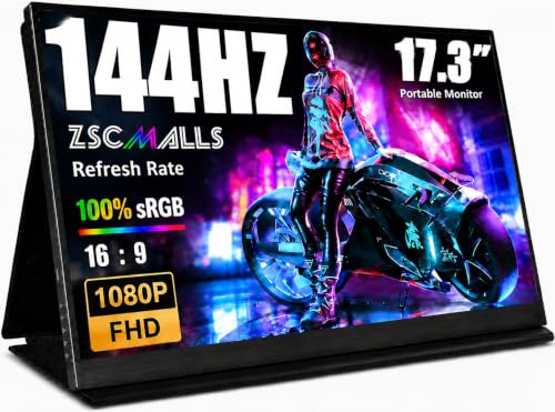 ZSCMALLS Portable Monitor 17.3 Inch 144Hz 1080P FHD Gaming Monitor USB-C HDMI Computer Display HDR IPS Laptop Screen Extender with Smart Cover/Speakers for Laptop PC Mac Phone PS3 4/5 Xbox - image 1