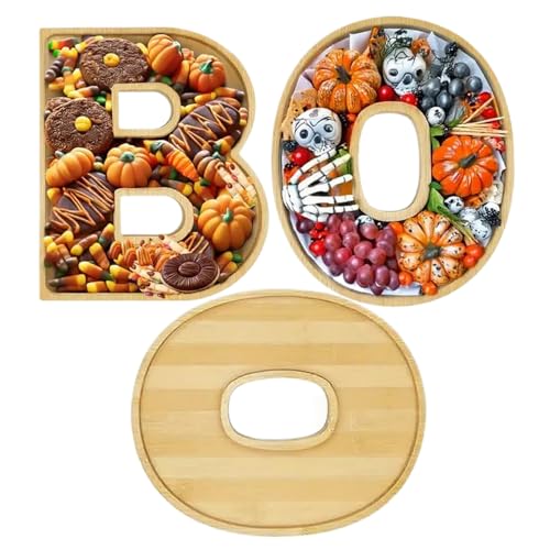 Boo Tabla De Quesos | Juego De Tablas De Embutidos Susto Bandeja para Alimentos | Suministros para Fiestas de Madera y Decoraciones de Halloween para Alimentos de Otoño Postres Frutas Dulces y