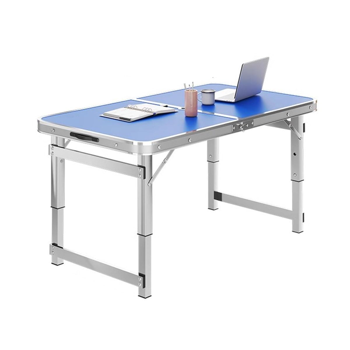 LEIYTFE Tavolo Pieghevole Tavoli da Campeggio in Alluminio Regolabili in Altezza,Tavolino per Bancarelle Tavolo da Picnic Portatile per Prati E Spiagge(Blauw,100cm)