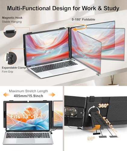 Image of 15.6 inch Laptop Screen Extender, Ultra-Slim FHD 1080P Portable Monitor, Detachable Dual Monitor Travel & Remote Work, Plug and Play for 13 inch-17.3 inch Laptops, for Windows /Mac /Android /Chrome
