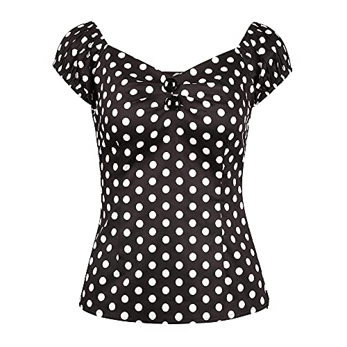 Image of YARN & INK Women's Rockabilly Tops 1950s Pinup Shirt Casual Off Shoulder Vintage Blouse