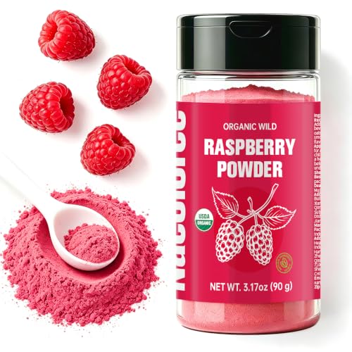 Nacolorce Organic Freeze-Dried Raspberry Powder (3.17Oz) | 100% Pure Freeze Dried Raspberries, No Added Sugar, Non-Gmo, Gluten-Free | Natural Flavor & Color For Baking, Smoothies, Beverages, Cakes, Yogurt, Oatmeal | Portable Organic Fruit Powder, Vegan, No Fillers, Antioxidant Rich