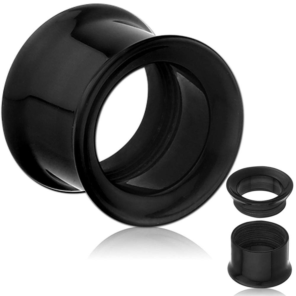 Acrylic double flared internally threaded screw fit flesh tunnel ear plugs gauges 3mm - 18m (Pair / 2 Pairs)