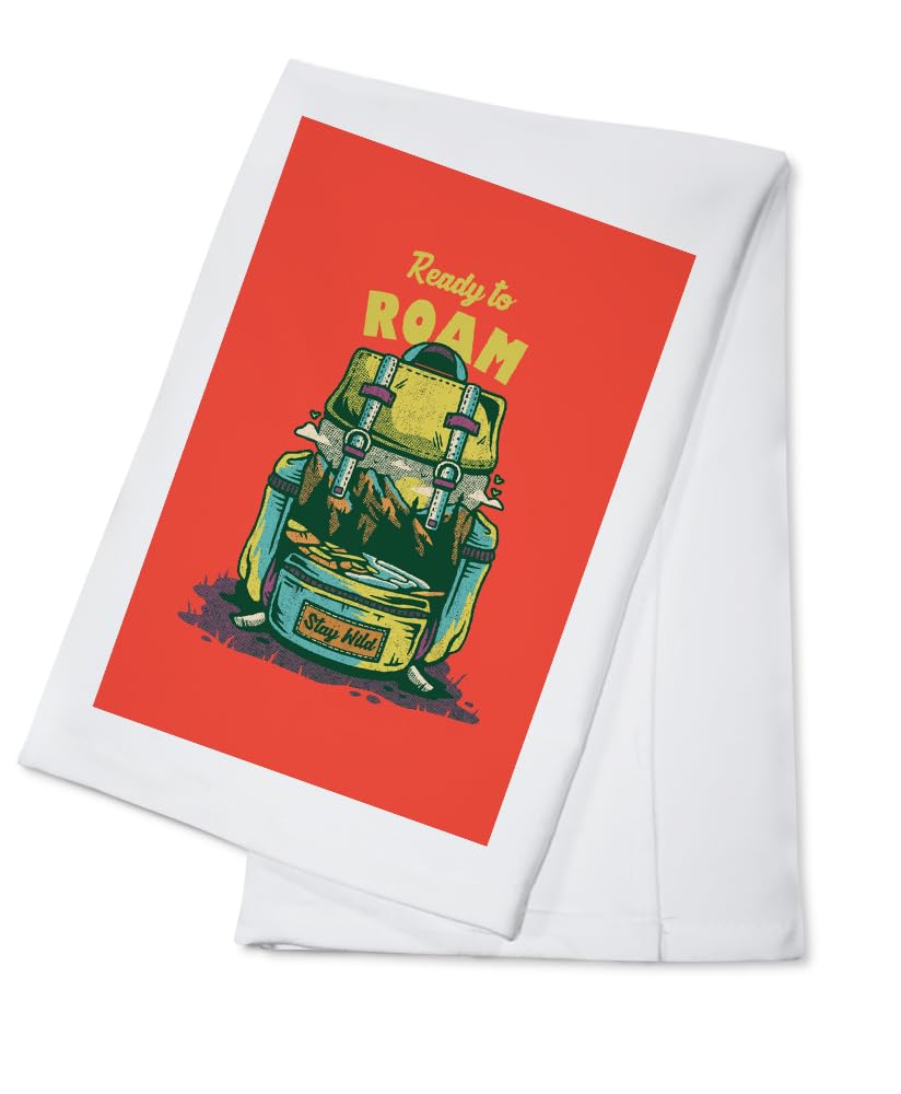 Lantern Press Distressed I Hike for Views, Adventure Seeker, Ready to Roam, Contour (100% Cotton Tea Towel, Decorative Hand Towel, Kitchen and Home)