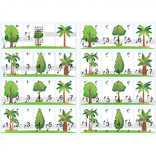 Alician Piano Keyboard Fawn Forest Stickers Notation Staff 2-in-1 Key Stickers for 88/61/54/49