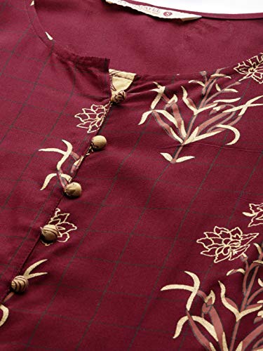 Image of Rapsodia Women's Viscose Straight Kurta With Palazzo Set (R69259-Maroon-RP Gold)
