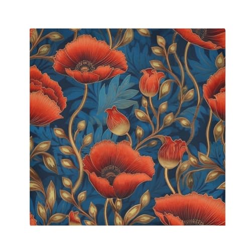 Servilletas de Tela Rojas con Flores Retro x6 20x20 in miniatura 1