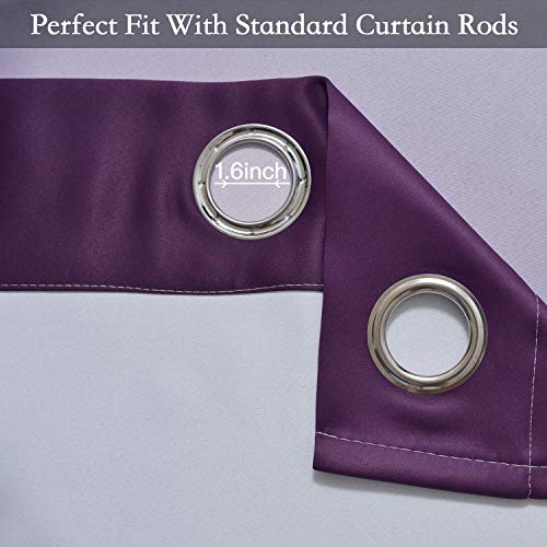 Image of SimpleHome Purple to Grey White Ombre Room Darkening Curtains 84 Inch | Curtains for Living Room,Light Blocking Thick Thermal Insulated Grommet Window Curtains Drapes for Bedroom, 2 Panels,52Wx84L