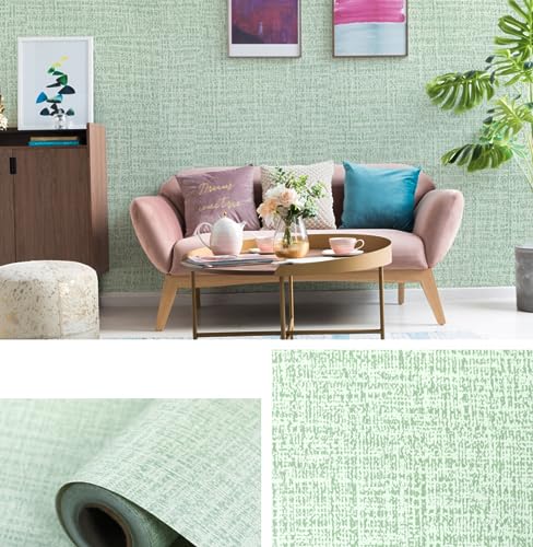 Papier peint autocollant aspect lin de qualité supérieure vert