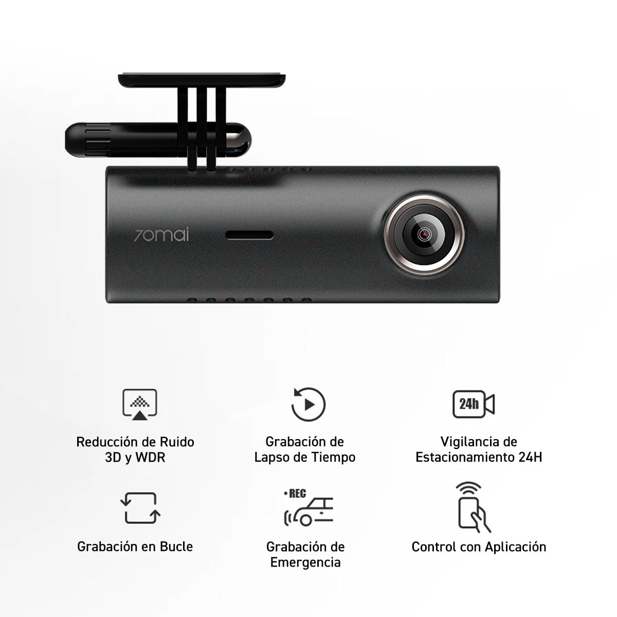 70mai M300 Dashcam 1296p QHD | Dash CAM Auto 140° | Camera WiFi | Entrada de la cámara del Coche - Tarjeta Micro SD 16-128 GB | Sensor WDR y G | Posible monitorización de Aparcamiento y grabación en