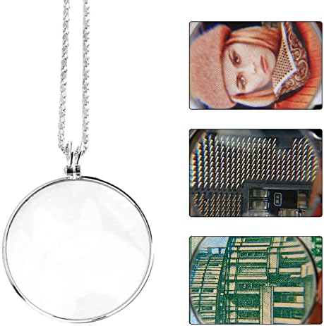 CHEERYMAGIC 5X Magnifying Glass Necklace Pendant Monocle Magnifier Pendant Lens Magnifier Pocket Magnifying Glass A2FDJXL (A)