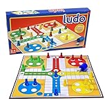 NAVOYS Classic Ludo Board Game for Children Adults, Foldable Checkers Set with Instructions Included, Traditional Family Game, Plastic, Multicolour, 36 cm