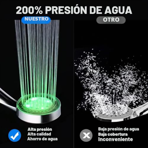 Miniatura 2 de Jinyomfly Cabezal De Ducha Led, Alcachofa De Ducha Con Luz Led, Alcachofa De Ducha Led, Teléfono Ducha Con Luz, Alcachofa Con Led 7 Colores Para Baño, Cromo