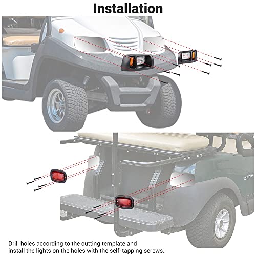 Zehuoge Golf Cart Led Halogen Light Kit Fits Club Car Ds Models From 1998 Abs Plastic 12V New Improved Wiring Connectors Led Red Taillights Us Delivery(Fits Club Car Ds Models From 1998) #TOP4