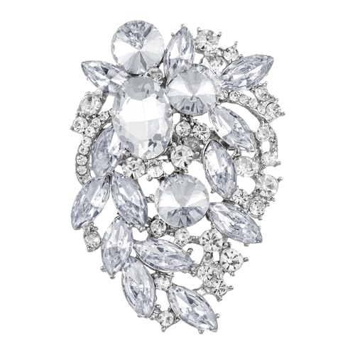 Image of SELOVO Rhinestone Statement Brooch Pin Flower Dress Accessory