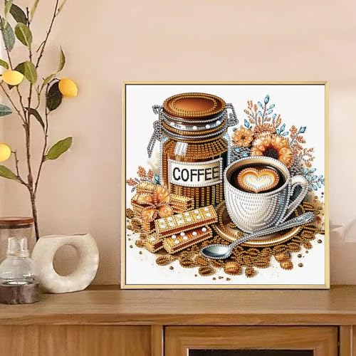 Image of AiYuanzsh 5D Special Shape Diamond Art Kits for Beginners, Diamond Art Painting Kits for Adults, Crystal Rhinestones Diamond Art Painting for Home Wall Decoration Gift 12x12 inch, Coffee