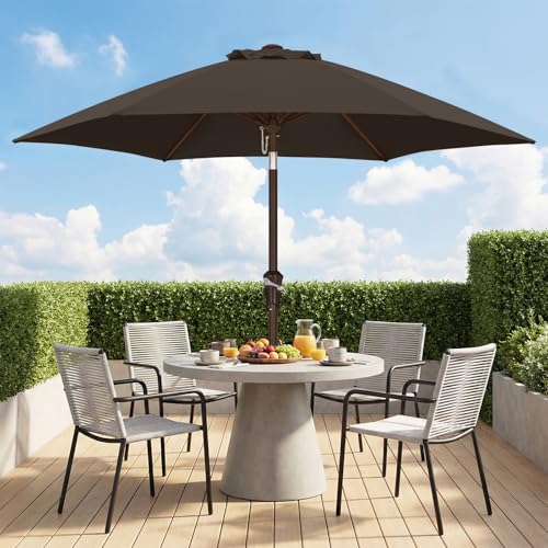 Image of ABCCANOPY 7.5FT Patio Umbrella Outdoor 6 RibsTable Umbrella(Brown) | Fade & UV Resistant Fabric,6 Fiberglass Ribs,Smooth Crank System,Wind Resistance,Great for Patio,Backyard,Garden,Deck
