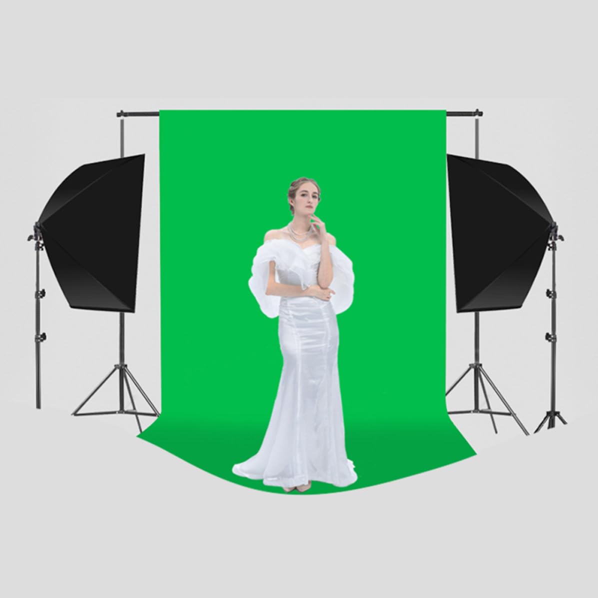 Fondo de Fotografía Verde de Poliéster y Algodón, Fácil de Lavar y Secar, Adecuado para Estudios y Videos de Maquillaje Diseño Moderno y Sencillo