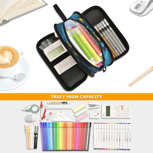 Image of Fierce-looking Owl Pencil Case 3 Compartment Pen Bag Pouch Holder Box School Portable Stationery Storage Bag for Girls Boys