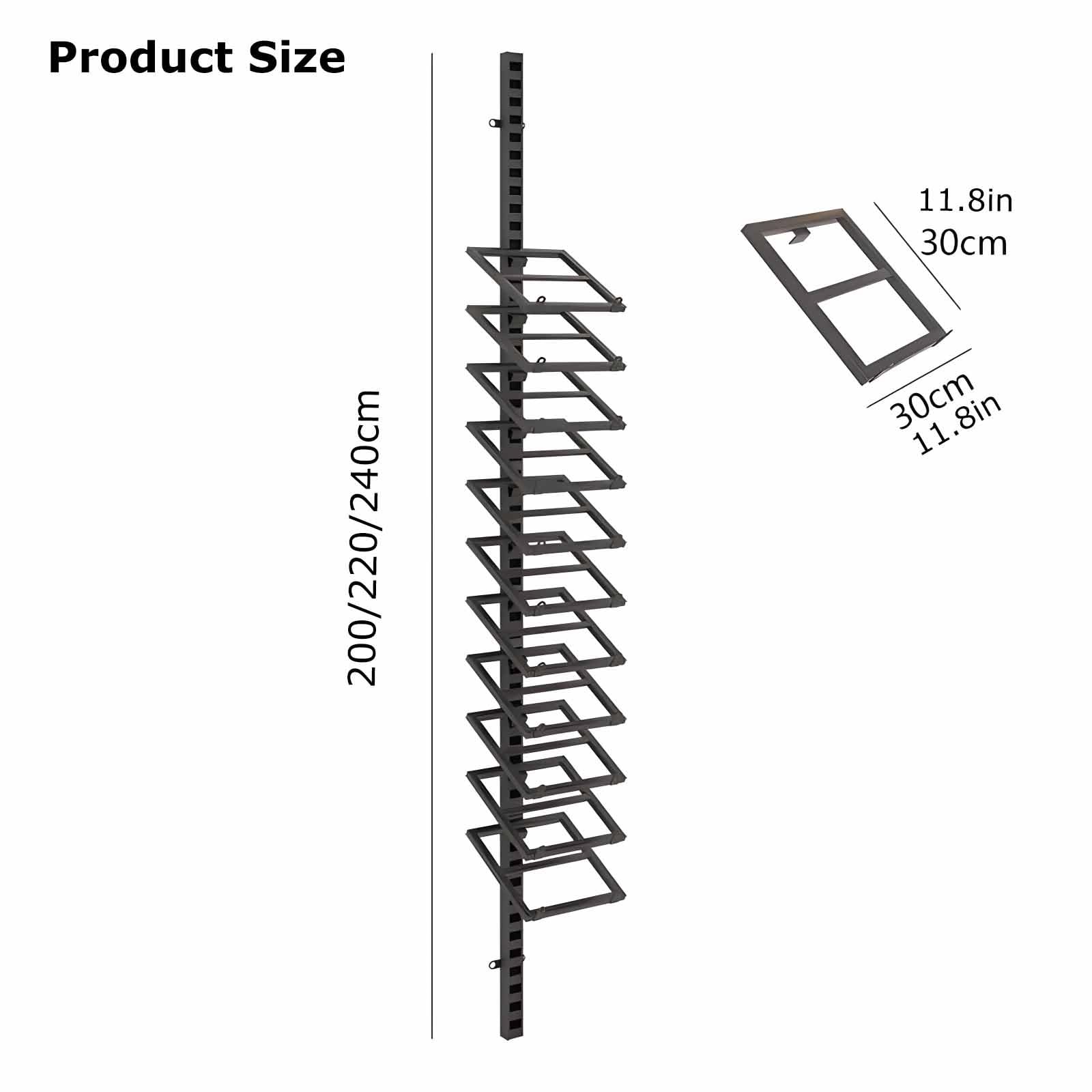 Espositore per Piastrelle in Ceramica, scaffale espositivo Nero per Piastrelle in Ceramica, ripiano Organizer in Legno da 240 cm per Piatti e Campioni, Perfetto per supermercati e fiere dell