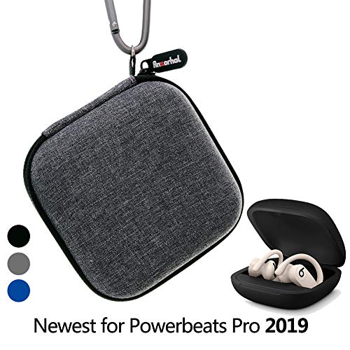 Portable Carrying case for Powerbeats Pro 2019, Full Body Protection case with Anti-Lost & Shockproof, Carabiner with Wrist Strap,The Newest Design for Powerbeats Pro 2019 (Grey)[No Headphones]