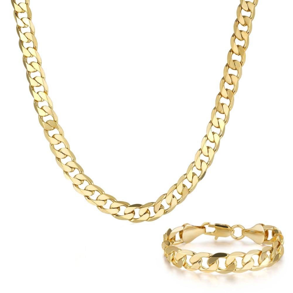 The Bling Kinggold 9mm Cuban Curb Chain And Bracelet Set
