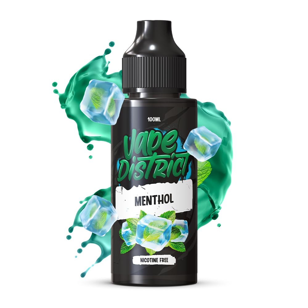 Vape District Vape Liquid 100ml Menthol Ecig Juice E Liquid Nicotine Free 70VG/30PG E Cigarette Sub Ohm Flavoured E Juice Short Fill