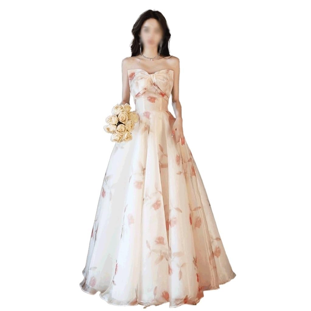 Amazon | [WOLEN] GDDZA ストラップレスイブニングドレス女性フレンチ