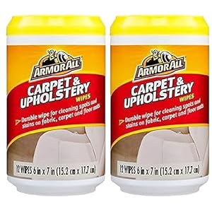 Armor All Car Cleaning Wipes: Carpet & Upholstery Wipes, Durable for Cleaning Spots and Stains on Interior Fabric, Floor Mats, and Car Seats (2 Packs)