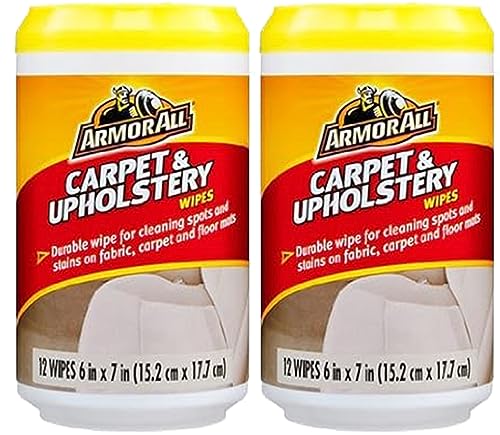Armor All Car Cleaning Wipes: Carpet & Upholstery Wipes, Durable for Cleaning Spots and Stains on Interior Fabric, Floor Mats, and Car Seats (2 Packs)