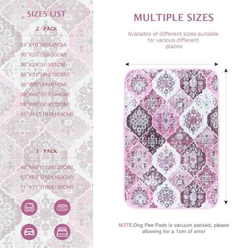 Image of IEUUMLER Washable Pee Pads for Dogs, 2 Pack Reusable Pee Pads for Dogs Non-Slip Grip, Super Absorbent Waterproof Puppy Pads for Potty Training, Playpen, Crate, Whelping Box EU011 Pink, 36x31