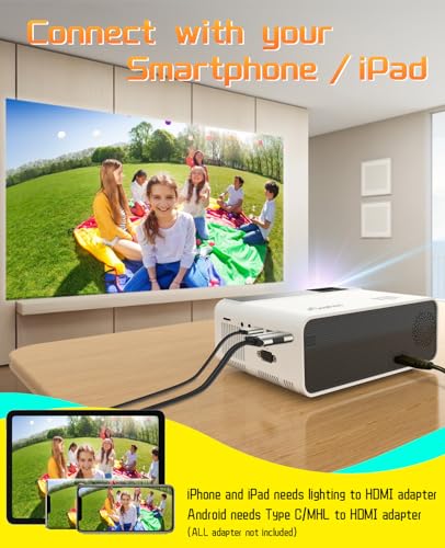 Image of Projector, ELEPHAS WiFi Mini Projector Full HD 1080P, 15000 Lux Portable Projector Compatible with iOS /Android /Tablet /PC /TV Stick /USB