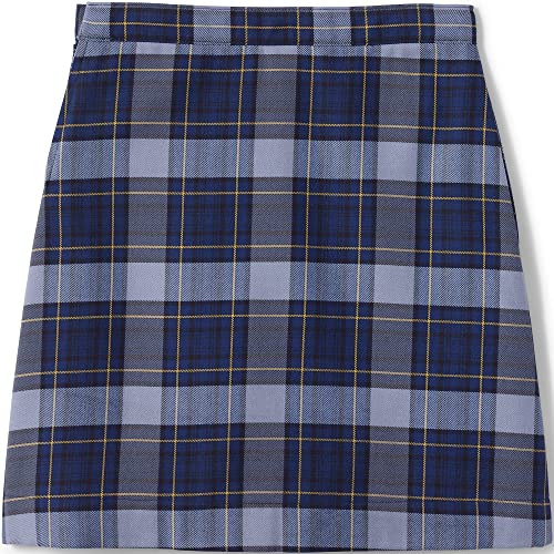 Lands' End Uniform Plaid Aline Skirt Below The Knee Classic Navy Plaid Kids Slim 12 #TOP1