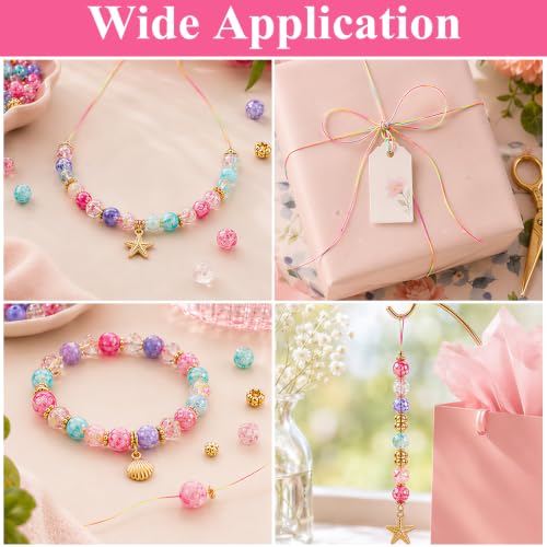 Cordón elástico de 1 mm para pulseras y manualidades con kit de tijeras y enhebradores 8