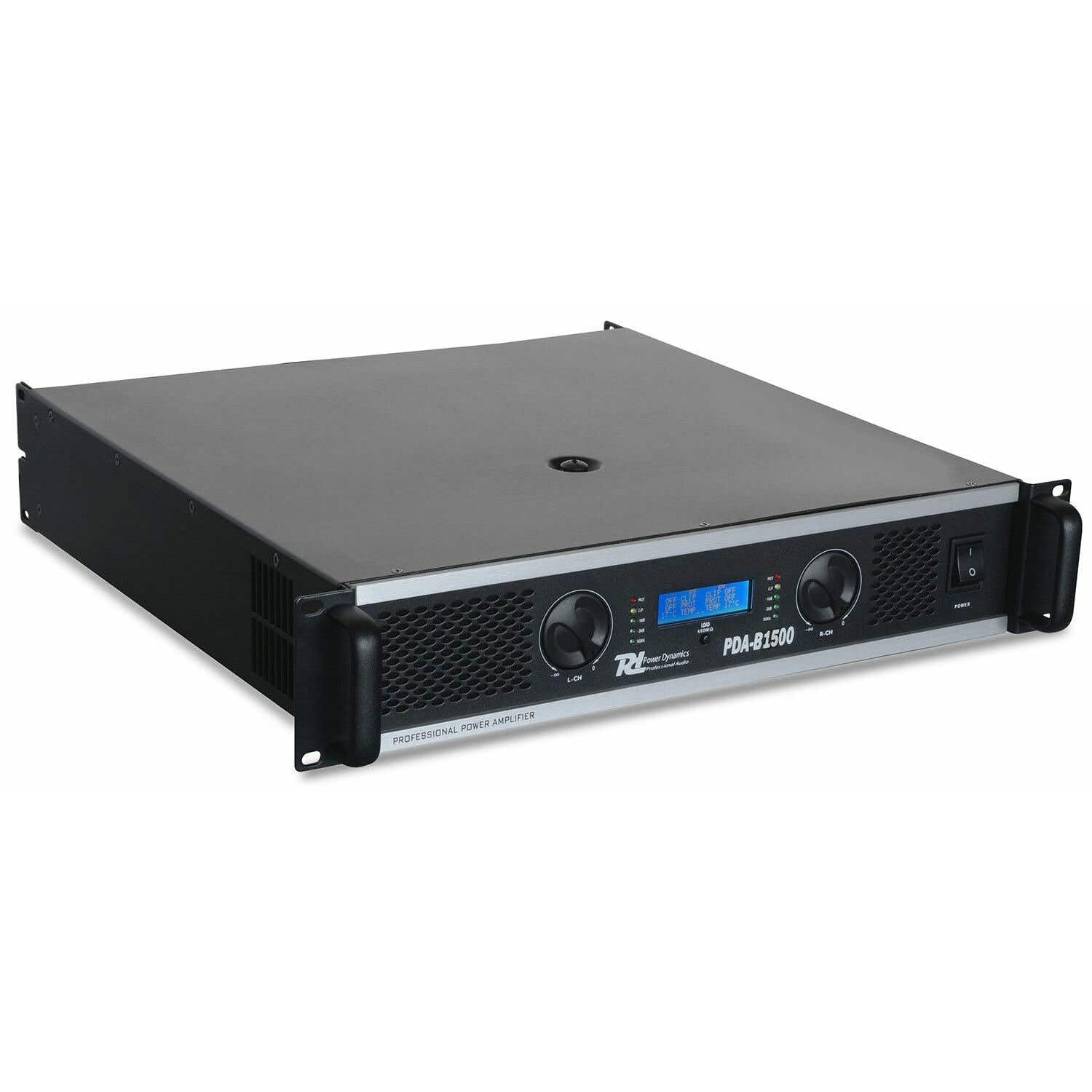 Power Dynamics PDA-B1500 Amplificador profesional 2 x 500W a 8 ohmios, 2x 750W 4 Ohms, 2x 1000W 2 Ohms, entradas con jack o XLR, salidas con speakon o borne, limitador y crossover incorporado