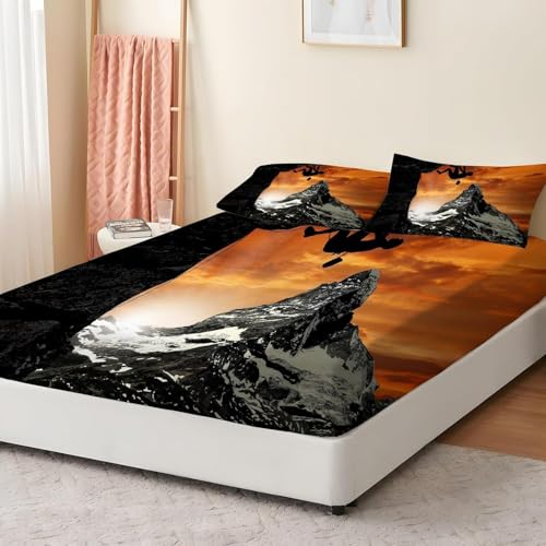 Sabanas 135 x 190 Invierno, Escalada de Roca Sábana Bajera de Microfibre Suave y Cómoda Transpirable, Funda de Colchón Sábana con Elástica Bolsillo Profundo 30 cm, Sabanas Cama 135, Q1670
