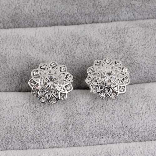 Mancuernillas de diseño floral con cristales para hombre miniatura 2