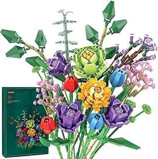 Sunerly Flower Bouquet Building Block, Artificial Flowers Building Kit for Gifts, Flowers Bouquets Building Blocks Set for Adults, Decorative Home Room Decor Accessories, Botanical Collection (999PCS)