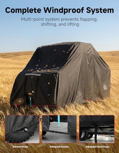 Image of KEMIMOTO Heavy-Duty UTV Cover 4 Seater 600D Waterproof, 148 inch x 69 inch x 71 inch