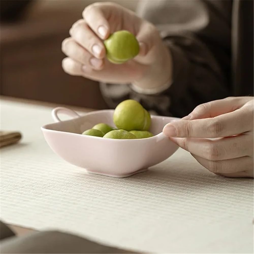 CFWSHJ Contenitore per Snack, Piatto da Frutta a Doppio Orecchio, Base per teiera per Snack Fatta a Mano, Elegante Vassoio da Portata per Pasticceria (Nero)