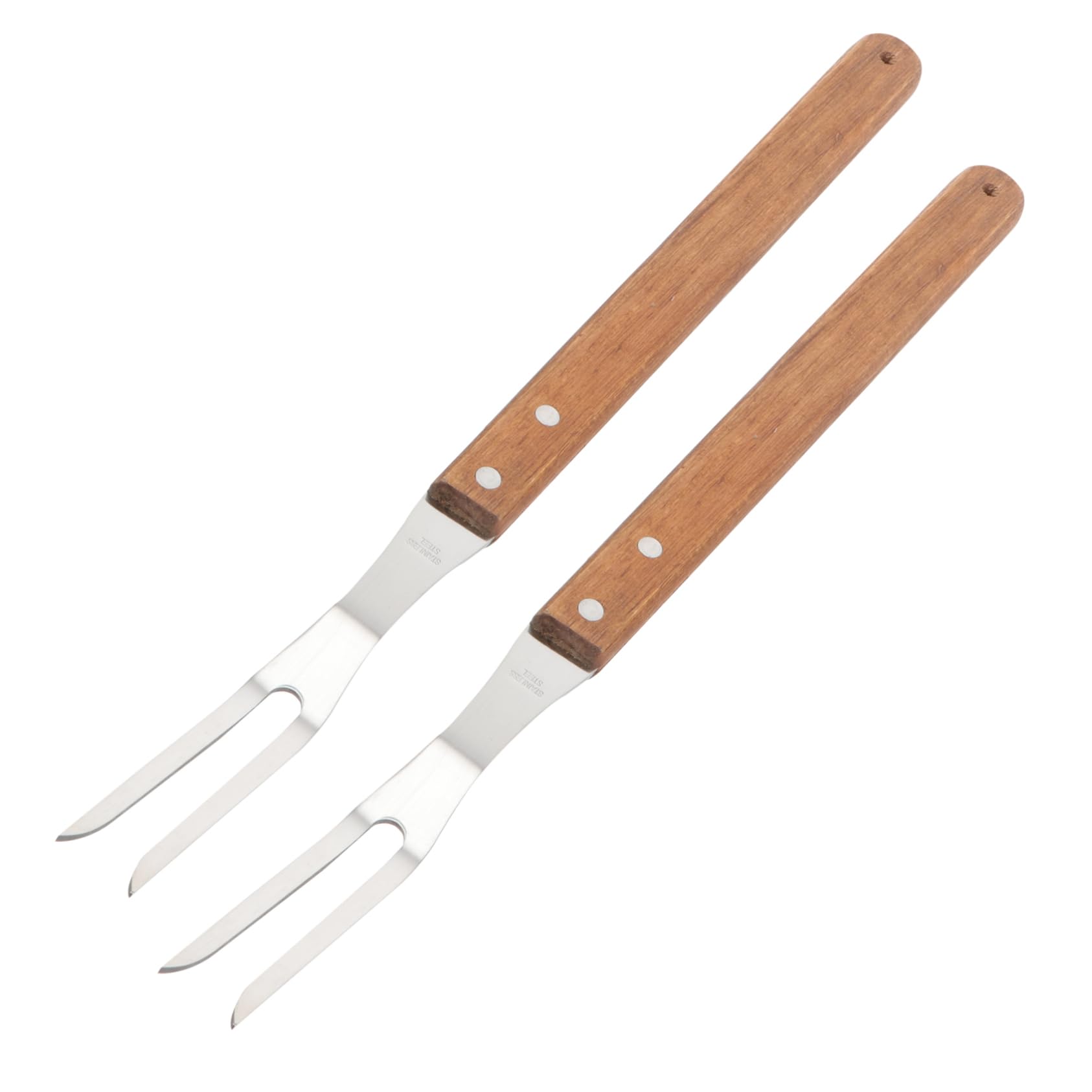 TINEASUR 2pcs Stainless Steel Barbecue Forks with Wooden Handle Premium Grilling Skewers Tool for Outdoor Bbq for Kebabs and Picnic