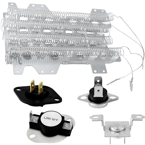 DC47-00032A Dryer Heating Element Kit Replacement for 3 Wire Sam.sung DC93-00154A Heater, include DC96-00887A DC47-00016A Thermal Fuse, DC47-00018A Thermostat, DC32-00007A Thermistor by TOMOON