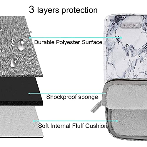 Image of MOSISO Laptop Sleeve Compatible with 13-13.3 inch MacBook Pro, MacBook Air, Notebook Computer, Polyester Vertical Carrying Case Bag with Pocket, White Marble
